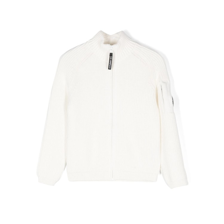 C.P. COMPANY Maglione bianco a collo alto full-zip bambini