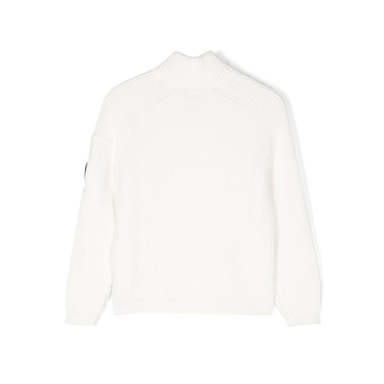 C.P. COMPANY Maglione bianco a collo alto full-zip bambini