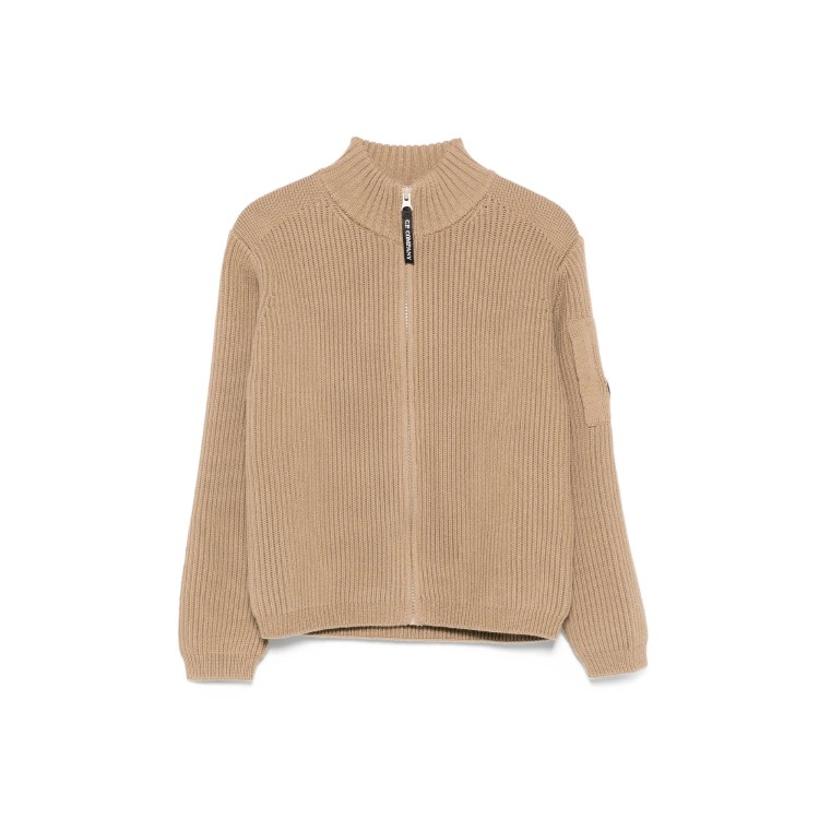 C.P. COMPANY Maglione beige a collo alto full-zip bambini