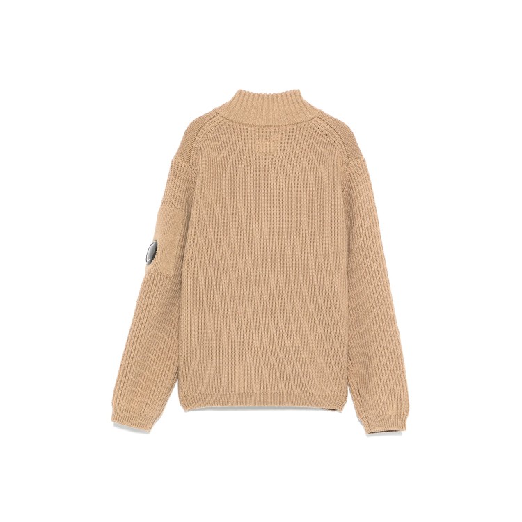 C.P. COMPANY Maglione beige a collo alto full-zip bambini