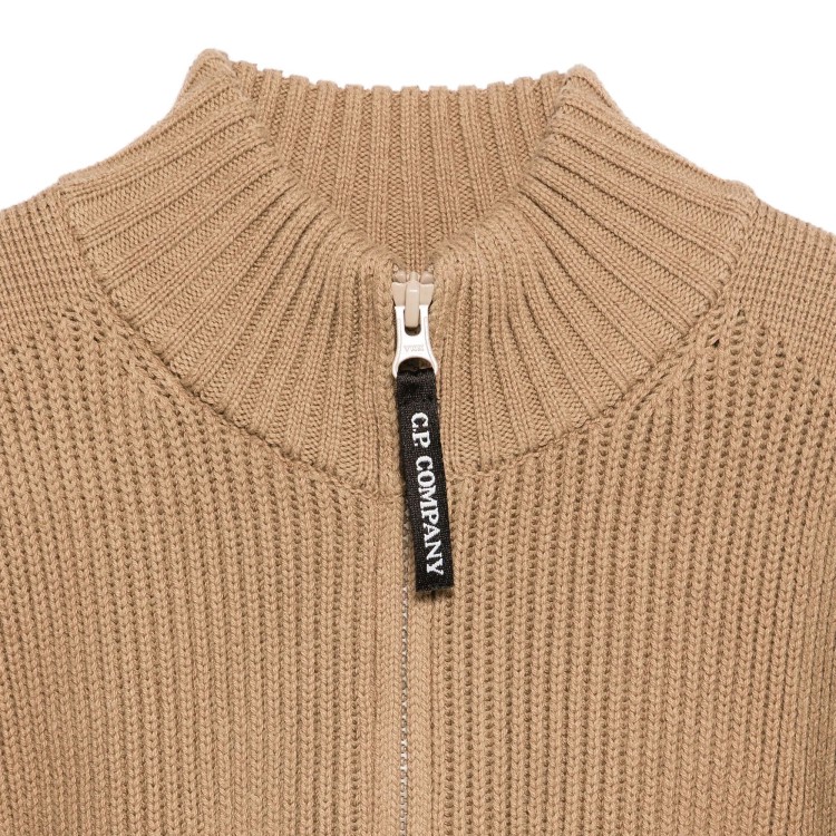 C.P. COMPANY Maglione beige a collo alto full-zip bambini