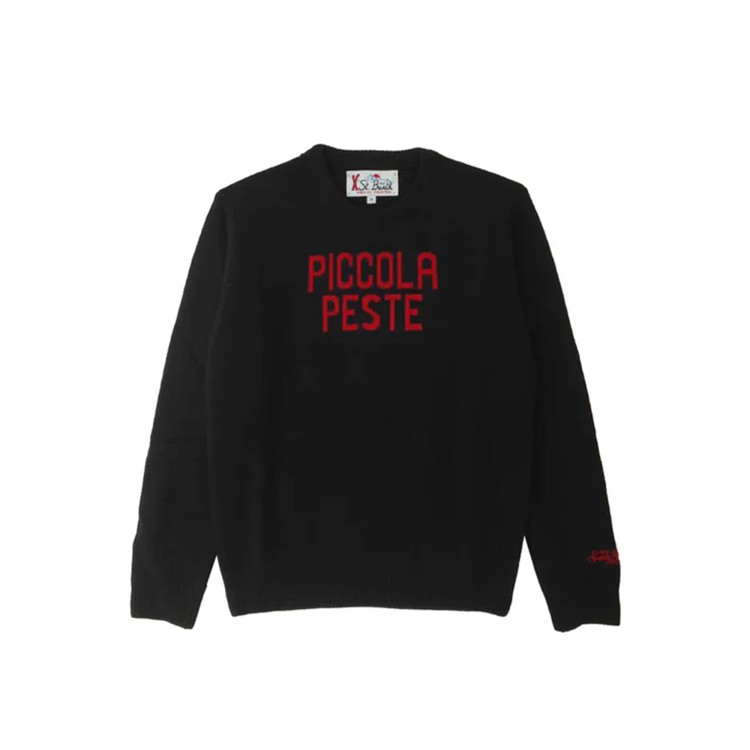 SAINT BARTH Maglione nero "piccola peste" bambino