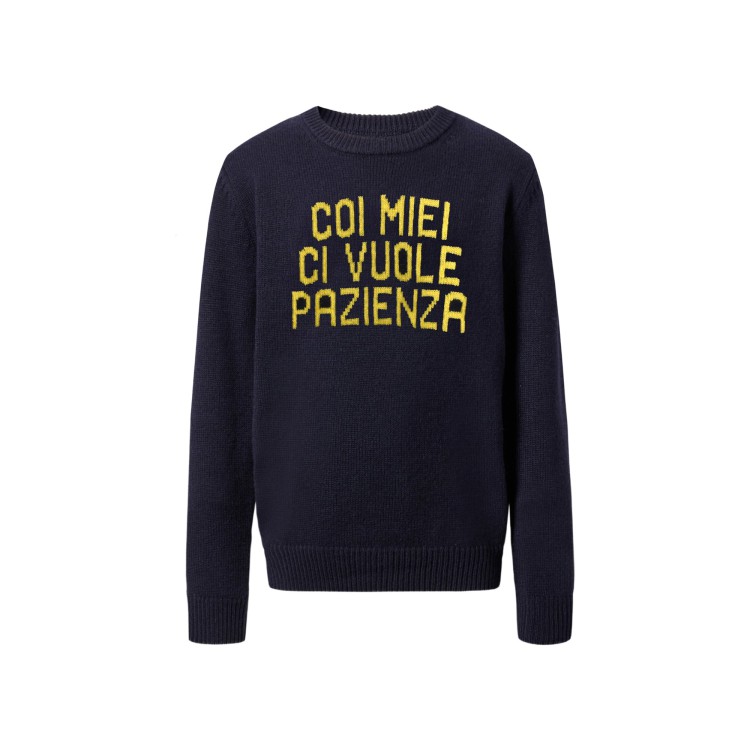 SAINT BARTH Maglione blu navy "coi miei ci vuole pazienza" bambino