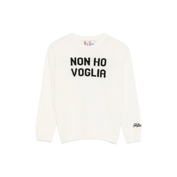 SAINT BARTH Maglione bianco "non ho voglia" bambino