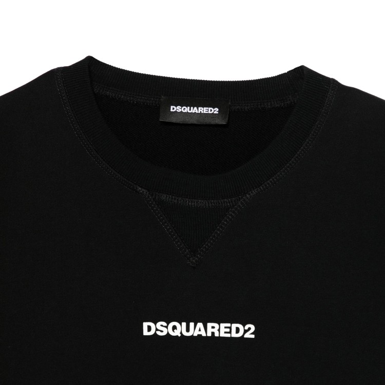 DSQUARED Felpa nera in cotone girocollo bambino