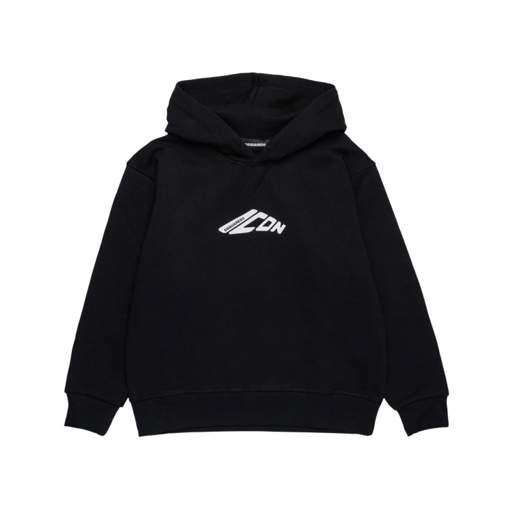 DSQUARED Felpa nera con cappuccio ICON bambini