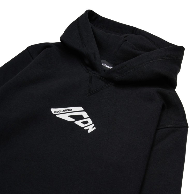 DSQUARED Felpa nera con cappuccio ICON bambini