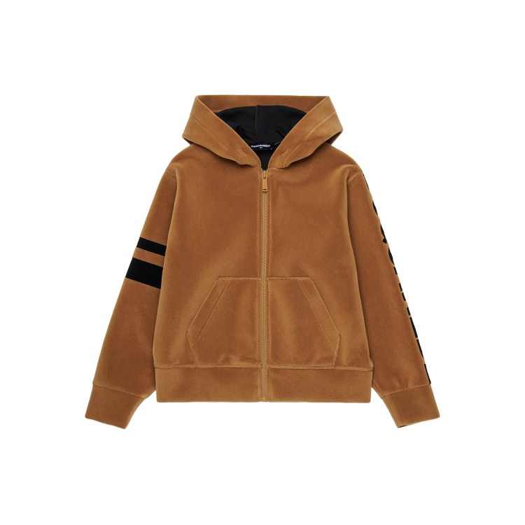 DSQUARED Felpa marrone full-zip logo bambino