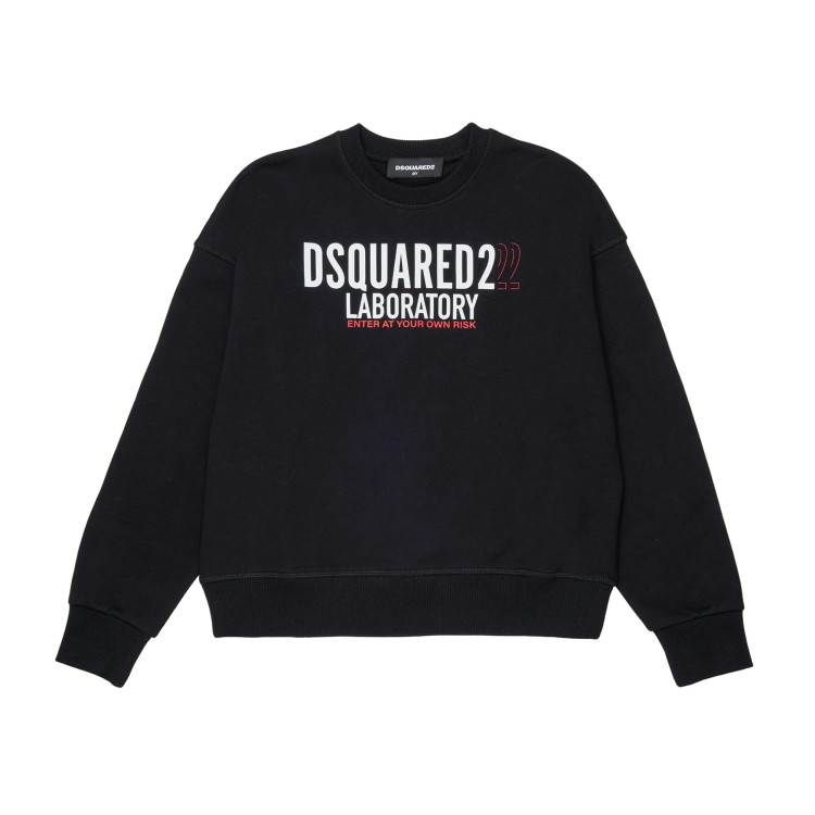 DSQUARED Felpa nera con logo avanti e dietro bambino