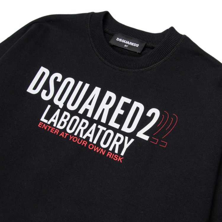 DSQUARED Felpa nera con logo avanti e dietro bambino