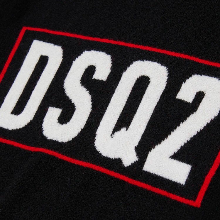 DSQUARED Maglia nera con logo lana merino bambino