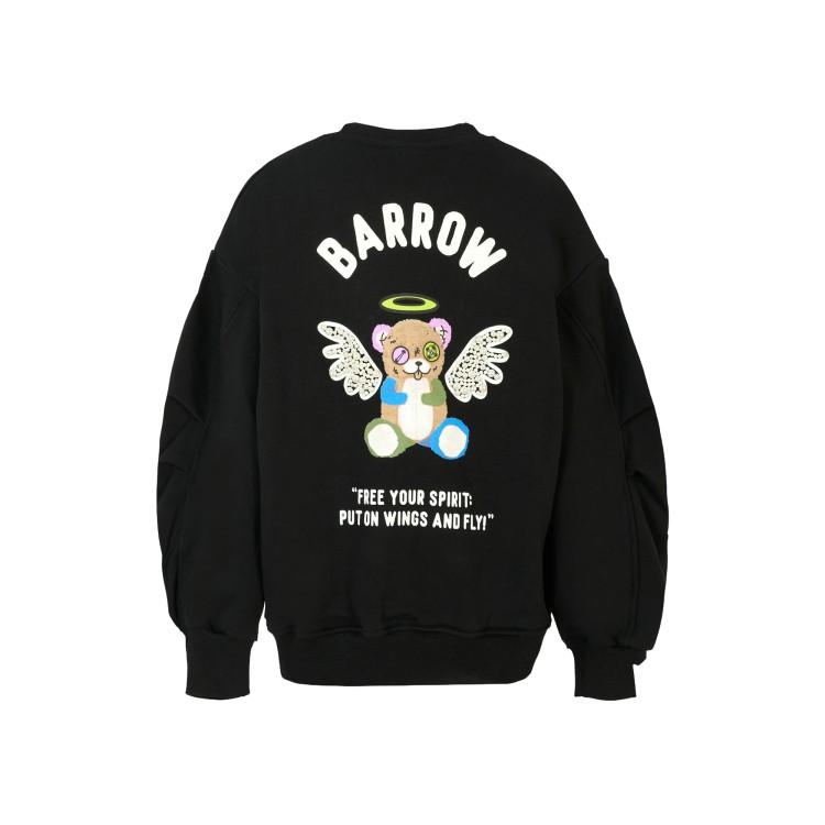 BARROW Felpa nera girocollo con perle bambina