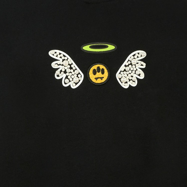 BARROW Felpa nera girocollo con perle bambina