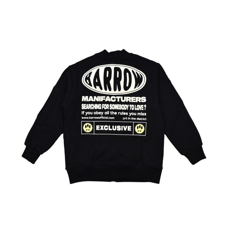 BARROW Bomber nero in felpa con logo bambini