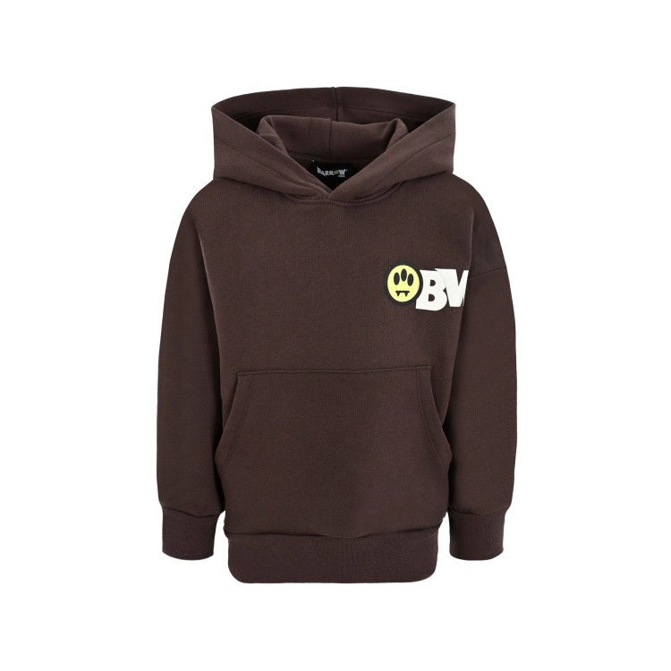 BARROW Felpa marrone con cappuccio e stampa bambini