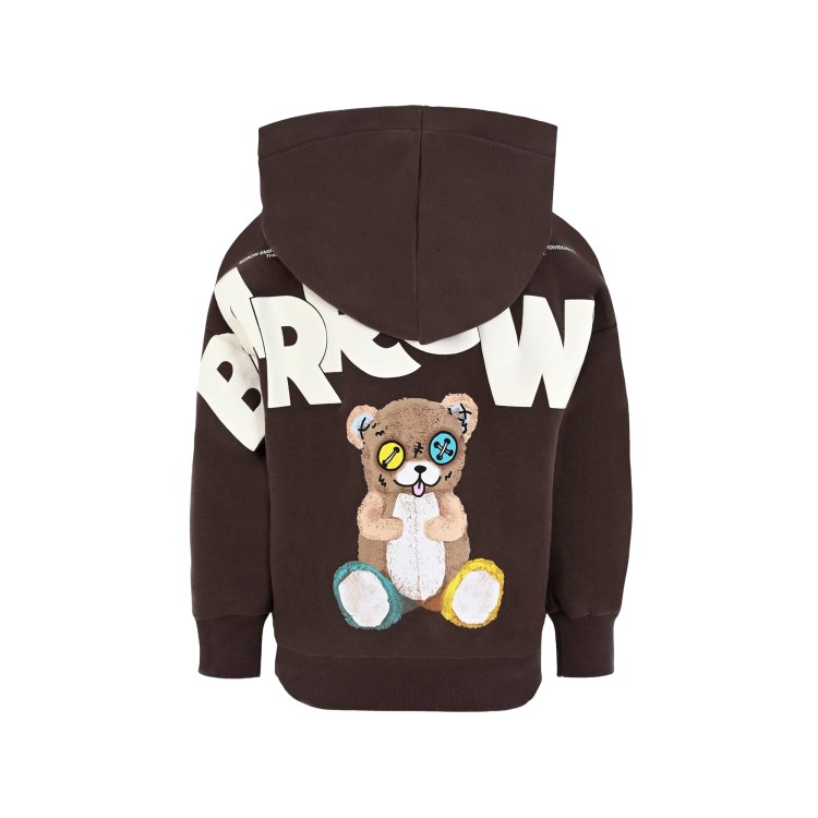 BARROW Felpa marrone con cappuccio e stampa bambini