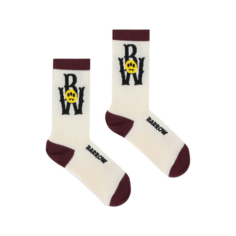 BARROW Calze crema con smile e logo bambini