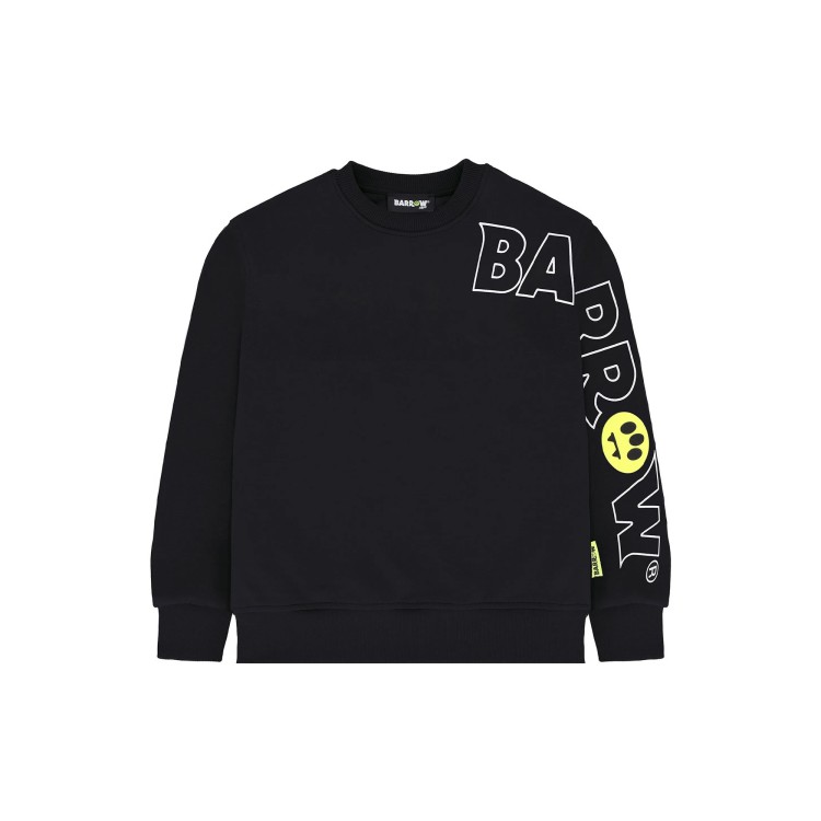 BARROW Felpa nera girocollo logo outline bambini