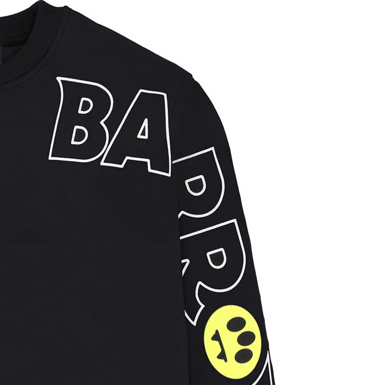 BARROW Felpa nera girocollo logo outline bambini