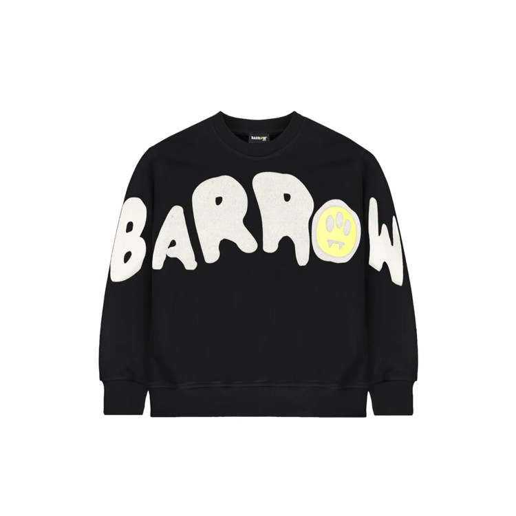 BARROW Felpa nera girocollo con maxi logo bambini