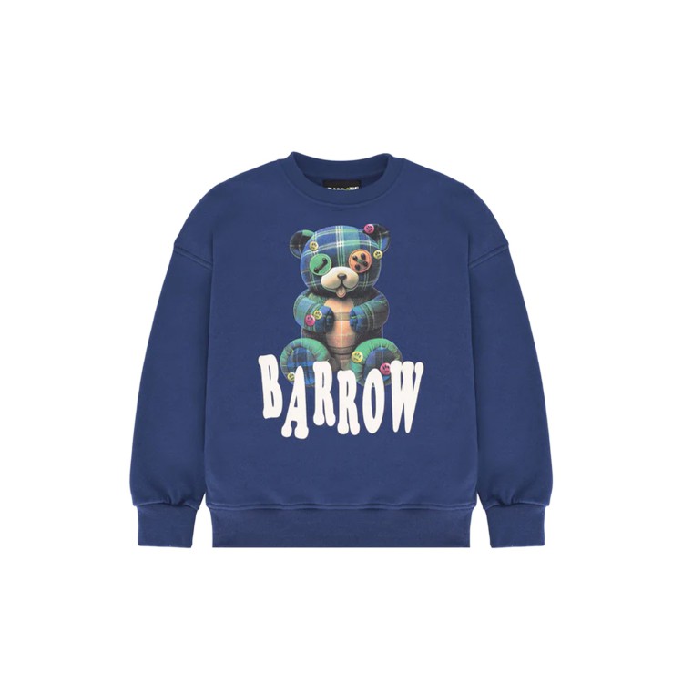 BARROW Felpa blu girocollo Teddy tartan bambini