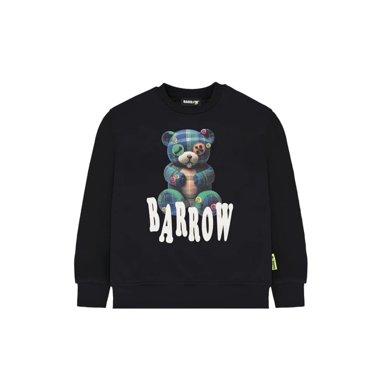 BARROW Felpa nera girocollo Teddy tartan bambini