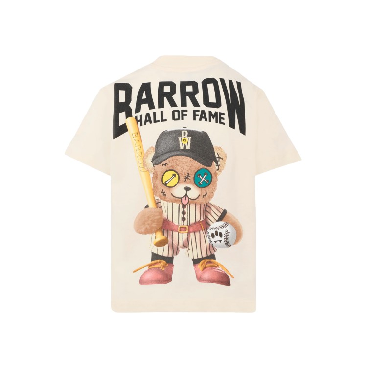 BARROW T-shirt crema con stampa Bear Baseball bambini