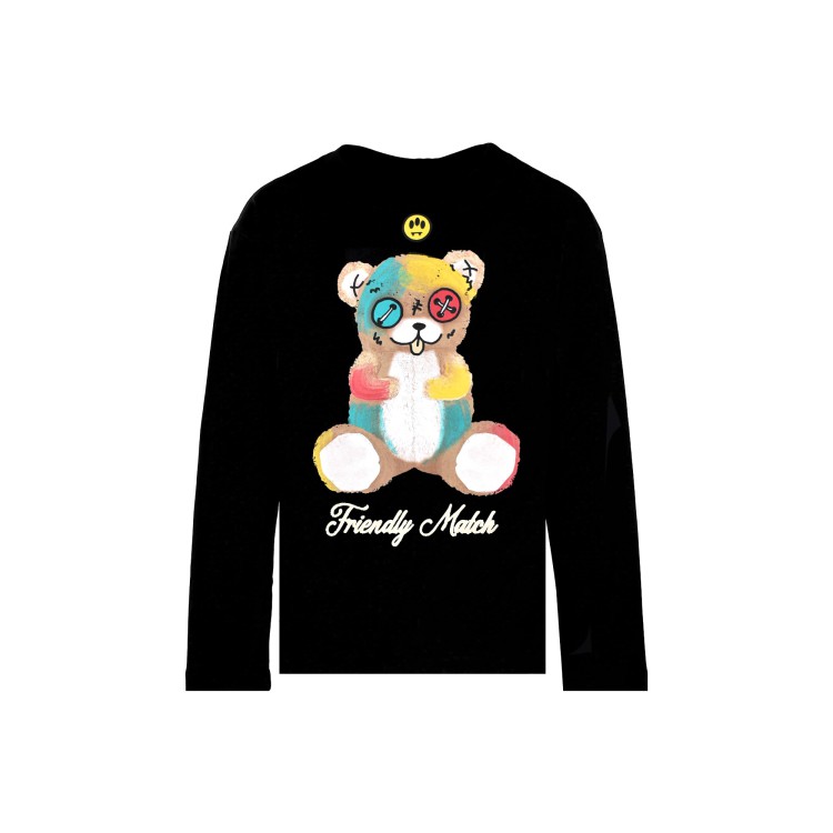 BARROW T-shirt nera con stampa orsetto bambini