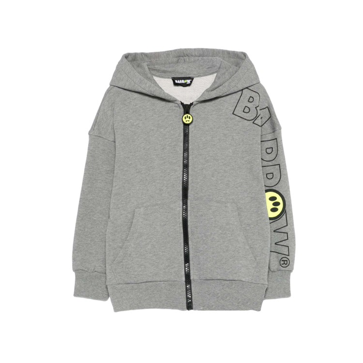 BARROW Felpa grigia full-zip logo outline bambini