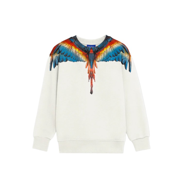 COUNTY OF MILAN Felpa bianca con stampa multicolor bambino