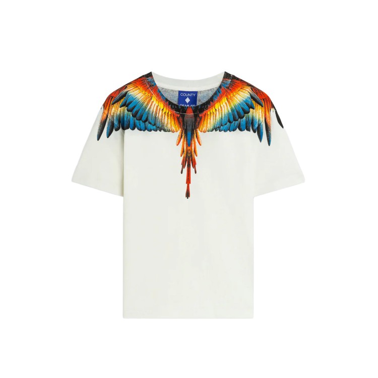 COUNTY OF MILAN T-shirt bianca con stampa multicolore bambino