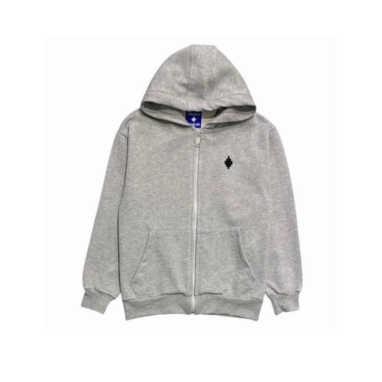 COUNTY OF MILAN Felpa grigia full-zip logo bambino
