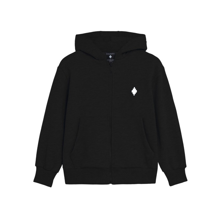 COUNTY OF MILAN Felpa nera full-zip logo bambino