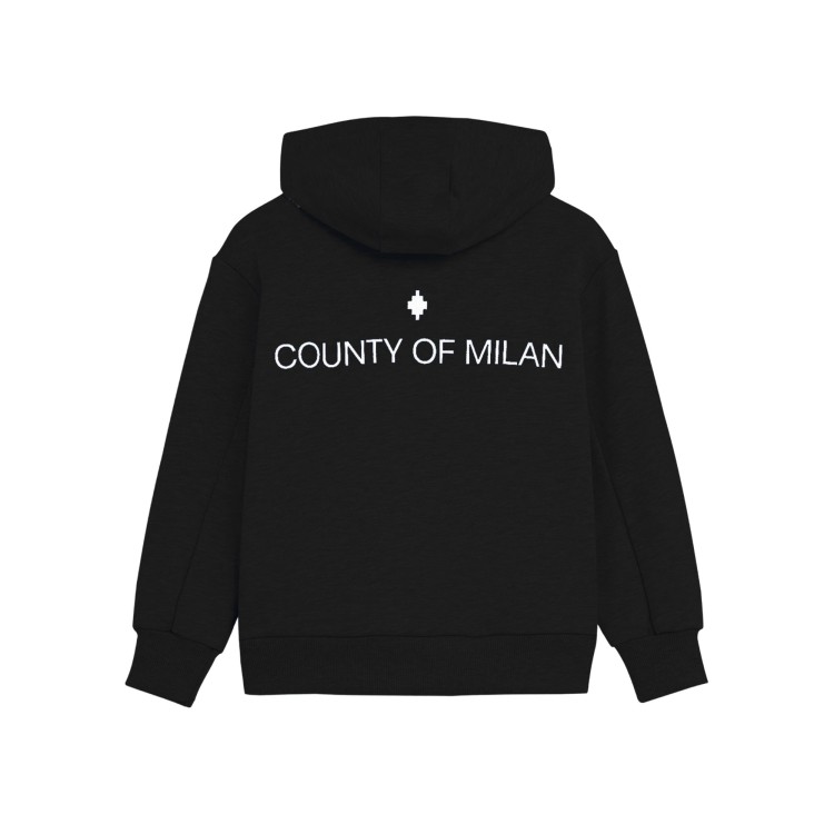COUNTY OF MILAN Felpa nera full-zip logo bambino