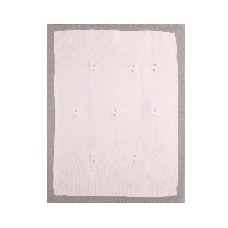 MARLU' Copertina rosa e tortora con ricamo neonata