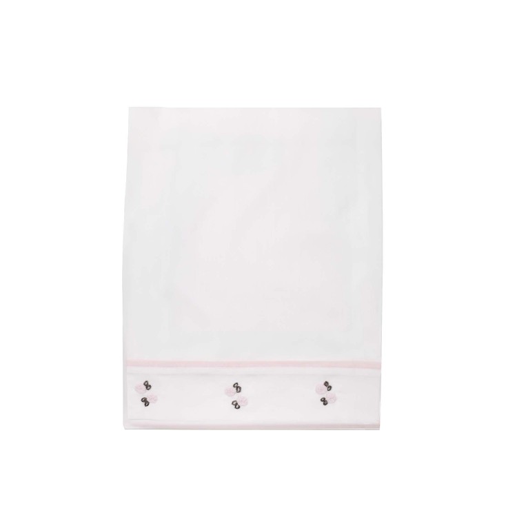 MARLU' Set lenzuolino bianco con ricami rosa neonata