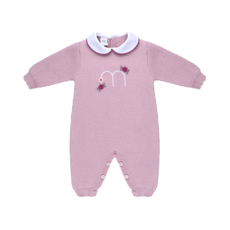 MARLU' Tutina marsala con ricami neonata