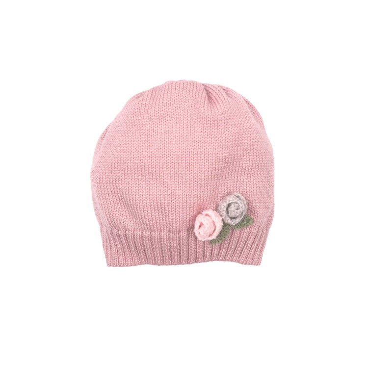 MARLU' Cappellino marsala con fiori neonata