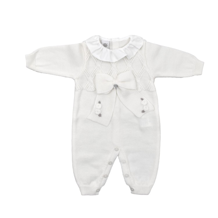 MARLU' Tutina bianca con ricami neonata