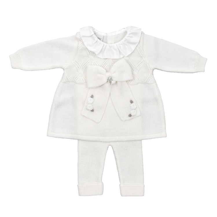 MARLU' Set 2 pezzi bianco e tortora neonata