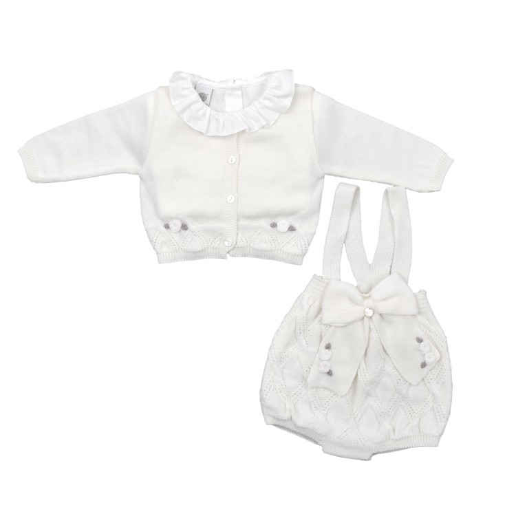 MARLU' Set 3 pezzi bianco con fiori neonata