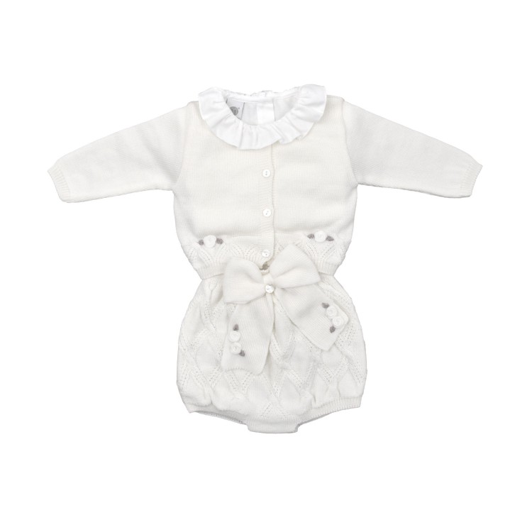 MARLU' Set 3 pezzi bianco con fiori neonata