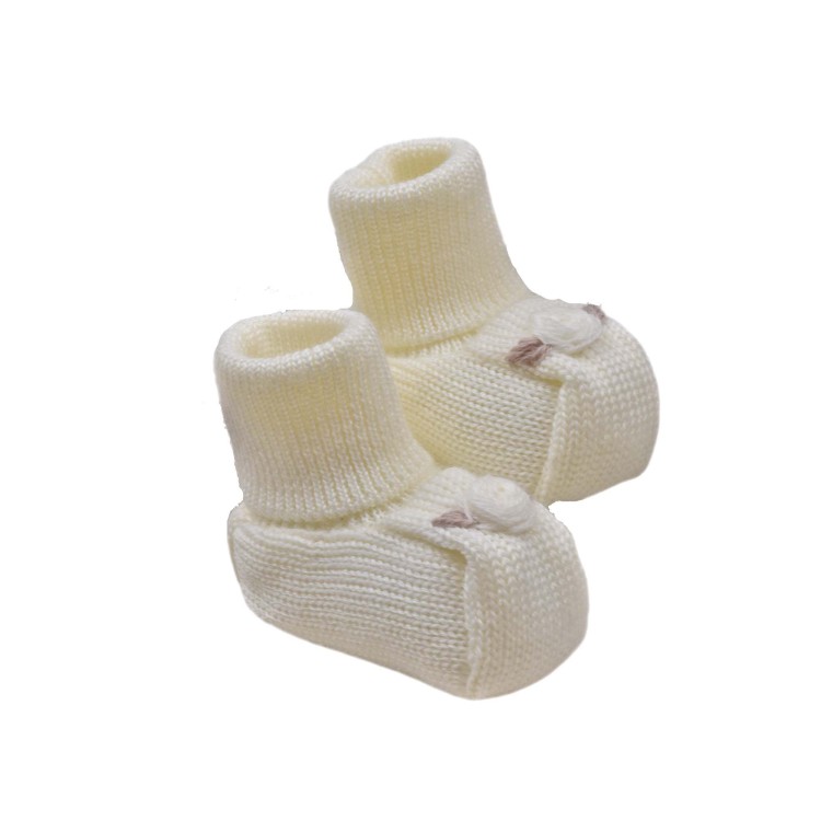 MARLU' Scarpine bianche in filo con rosa neonata