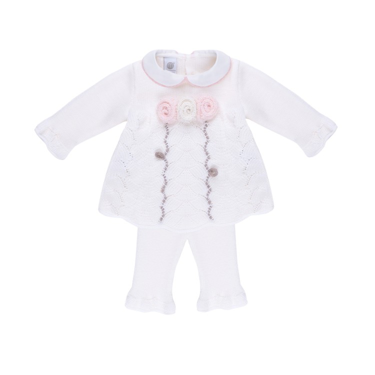 MARLU' Set 2 pezzi bianco con fiorellini neonata