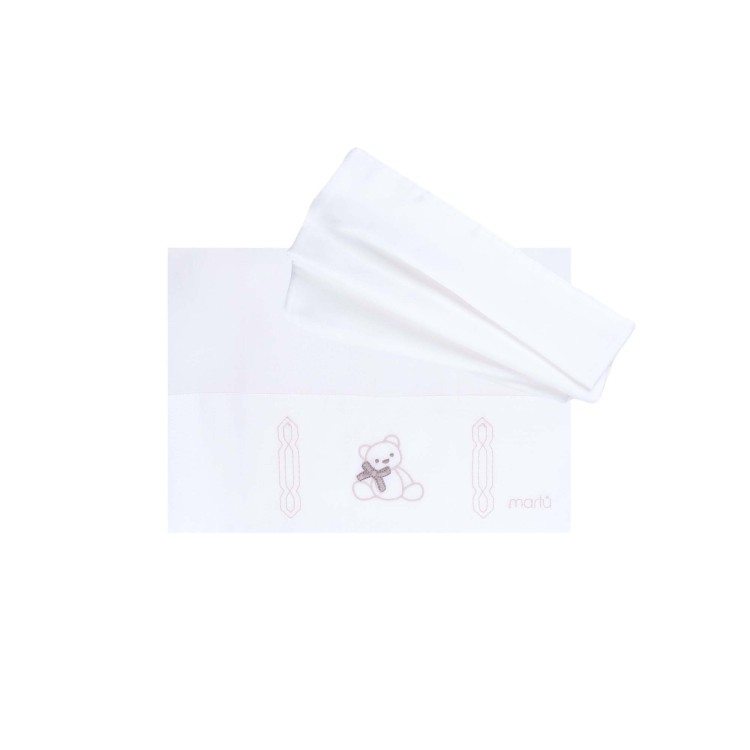 MARLU' Set lenzuolino bianco orsetto beige neonato