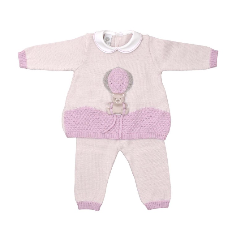 MARLU' Set 2 pezzi beige e marsala neonata