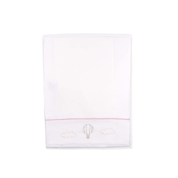 MARLU' Set lenzuolino bianco ricami rosa neonata