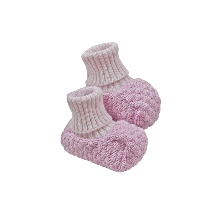 MARLU' Scarpine marsala e beige in filo neonata