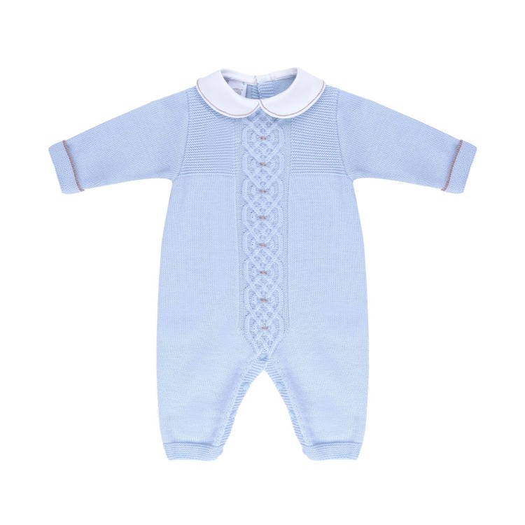 MARLU' Tutina celeste ricami tortora neonato