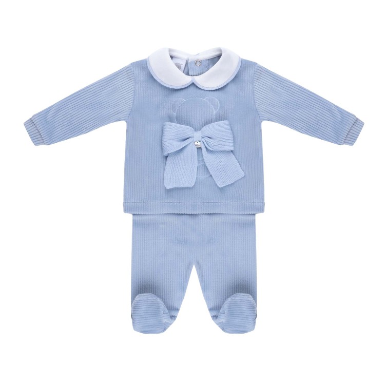 MARLU' Set 2 pezzi celeste con fiocco neonato